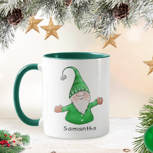Caneca Gnome personalizado Gnomo bonito Natal verde