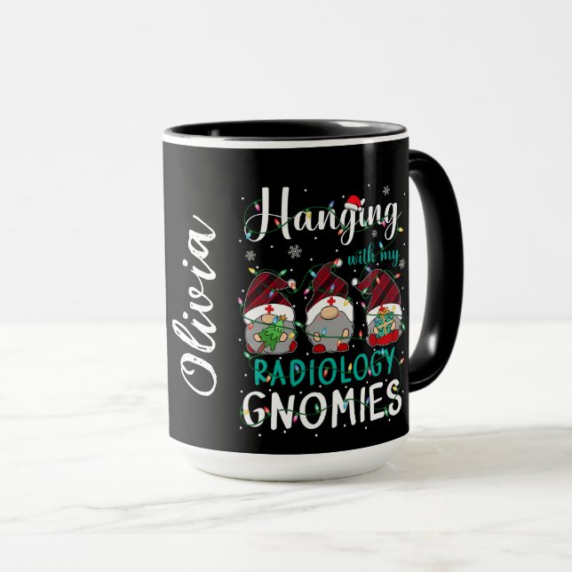 Caneca Gnomies de Radiologia Natal (Frente Esquerda)