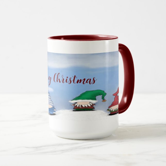 Caneca Gnomo Adorável Posse Uma Mug De Café De Dois Tons (Frente Esquerda)