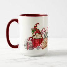Gnomo de Natal com Chocolate Quente