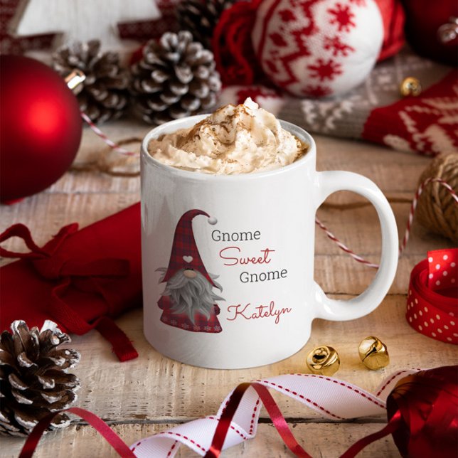 Caneca Gnomo de Natal Personalizado Rústico Fofo Elfo (Criador carregado)