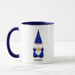 Caneca Gnomo Sábio Vestido de Azul com Lâmpada