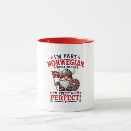 Caneca Gnomo Viking/Norueguês Engraçado, "Sou Parte Norue