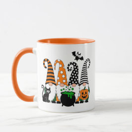 Caneca Gnomos de Halloween Fofos com Caldeirão e Abóbora