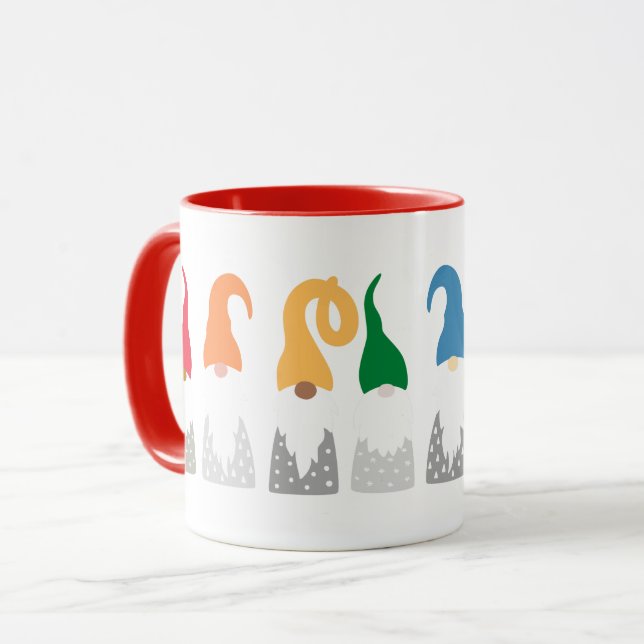 Caneca Gnomos de Natal (arco-íris) (Frente Esquerda)