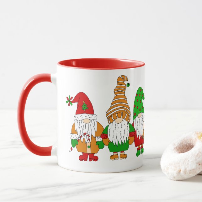Caneca Gnomos de Natal Festivos Bons (Com Donut)