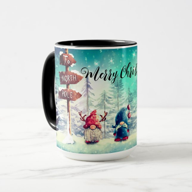 Caneca Gnomos Engraçados de Natal (Frente Esquerda)