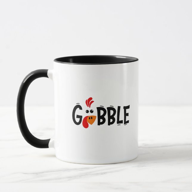 Caneca Gobble Engraçado Banquete de Ação de Graças à Turq (Esquerda)