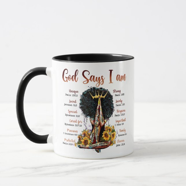 Caneca God Says I AM Black Christian Women Melanin Sista (Esquerda)