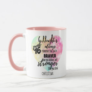Caneca GodFilha Sweet16 Citação Gift Braver Stronger