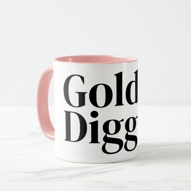 Caneca Gold Digger funny coffee mug with pink accents (Frente Esquerda)