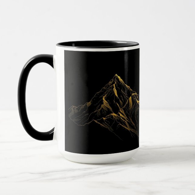 Caneca Gold textured abstract mountain lineart (Esquerda)
