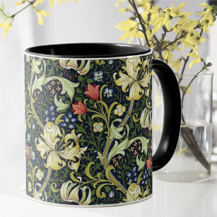 Caneca Golden Lily Vintage Floral Pattern William Morris