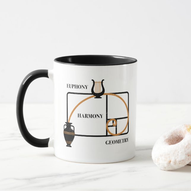 Caneca Golden Ratio Greece: Euphony, Harmony, Geometry (Com Donut)