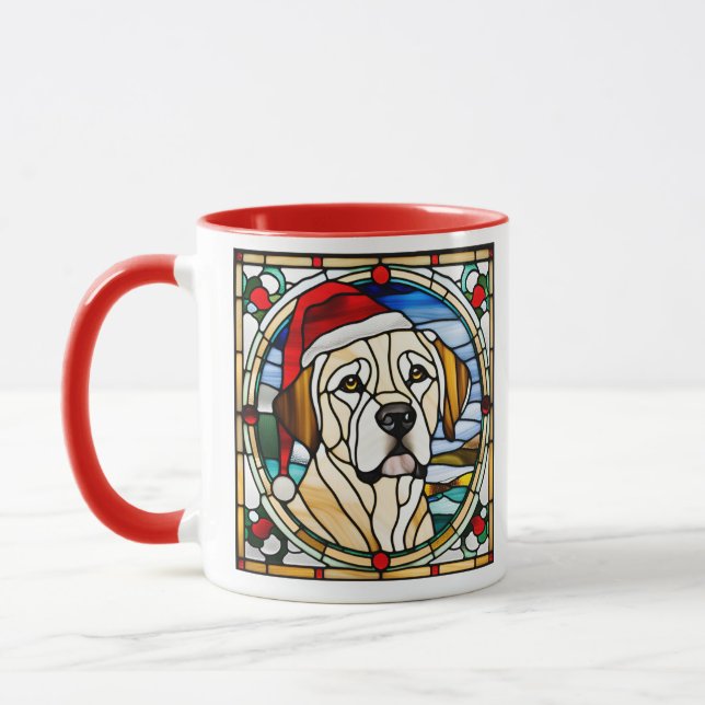 Caneca Golden Retriever Christmas Stained Glass Mug (Esquerda)