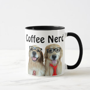 Caneca Golden retriever com vidros do nerd