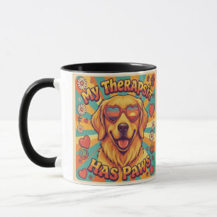 Caneca Golden Retriever Engraçado O Meu Terapeuta Tem Pat