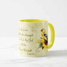 Goldfinch Mug Bíblia Verse Não Tem Medo