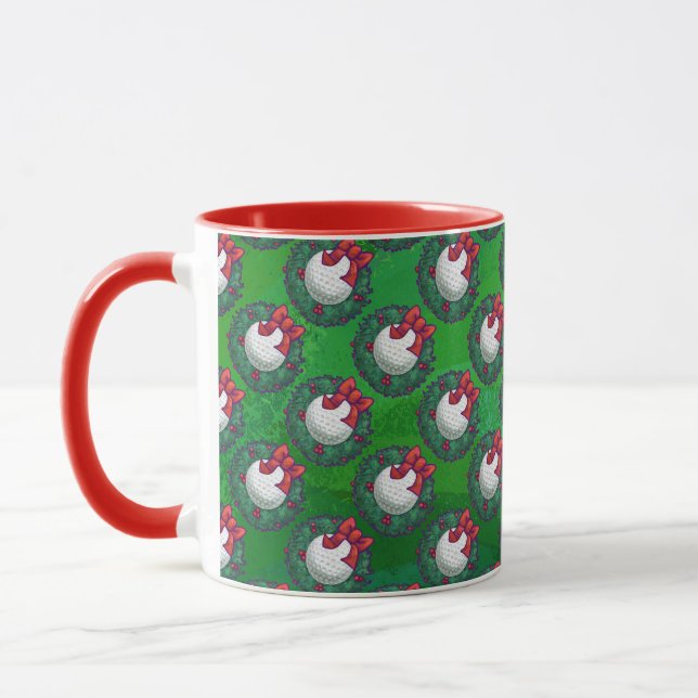 Caneca Golf Ball Christmas Wreath Standard on Green (Esquerda)