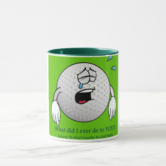 Caneca Golf Mug traz bola de golfe com sentimentos ferido (Centro)