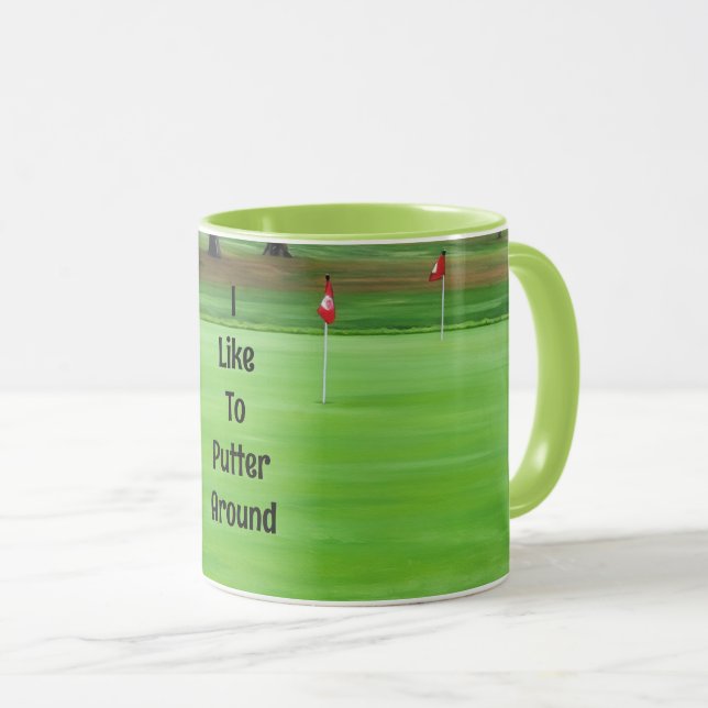 Caneca Golfe Putando uma Taça de Golfe Verde (Frente Esquerda)
