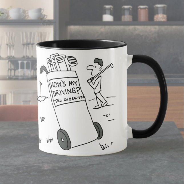 Caneca Golfer tem Sinal dizendo "Como está minha condução (Criador carregado)