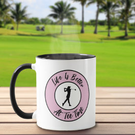 Caneca Golfer Tempos Esportivos Humor Funny Pun Rosa Negr