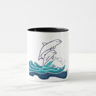 Caneca Golfinhos cavalgando ondas Ringer Combo Mug