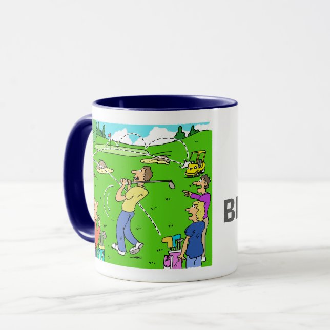 Caneca Golfista com um Tiro que Repercute (Frente Esquerda)