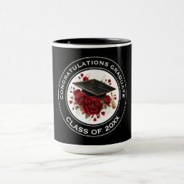 Caneca Gorro de Formatura & Rosas Vermelhas Turma de 20XX