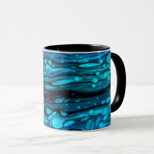Caneca Gotas Azuis Ardor Acrílica Abstrato Fluida Arte