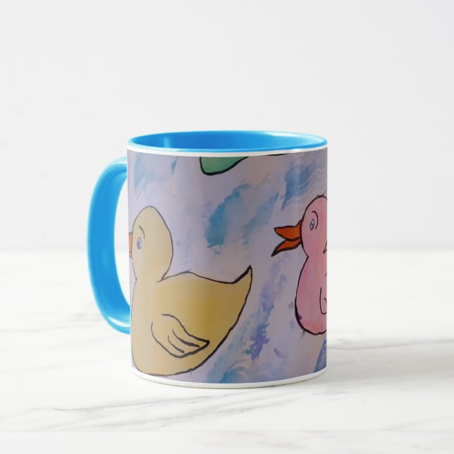 Caneca Gotas de chuva em Ducklings Mug (Frente Esquerda)