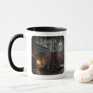 Caneca Gothic Medieval Maiden In Castle with Dogs