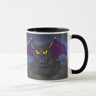Caneca gótico da arte da fantasia do gato do