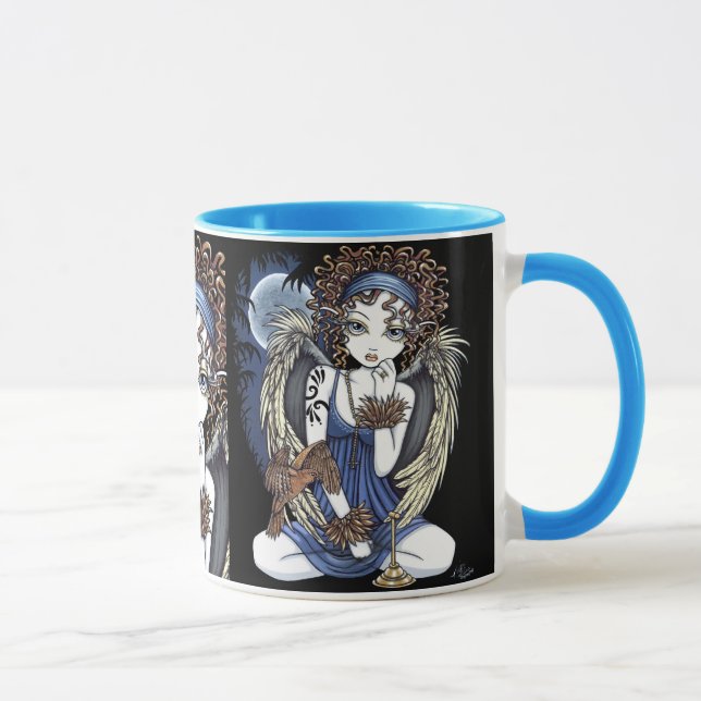 Caneca gótico da arte do anjo do pássaro do óleo (Direita)