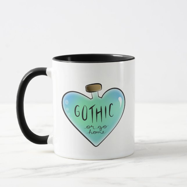 Caneca Gótico ou Go Home Mug (Azul/Teal) (Esquerda)