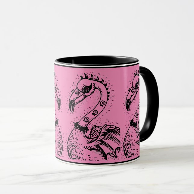 CANECA GÓTICO PUNK ROCKER FLAMINGO, HÁBULAS, CABELO ESPIR (Frente Esquerda)