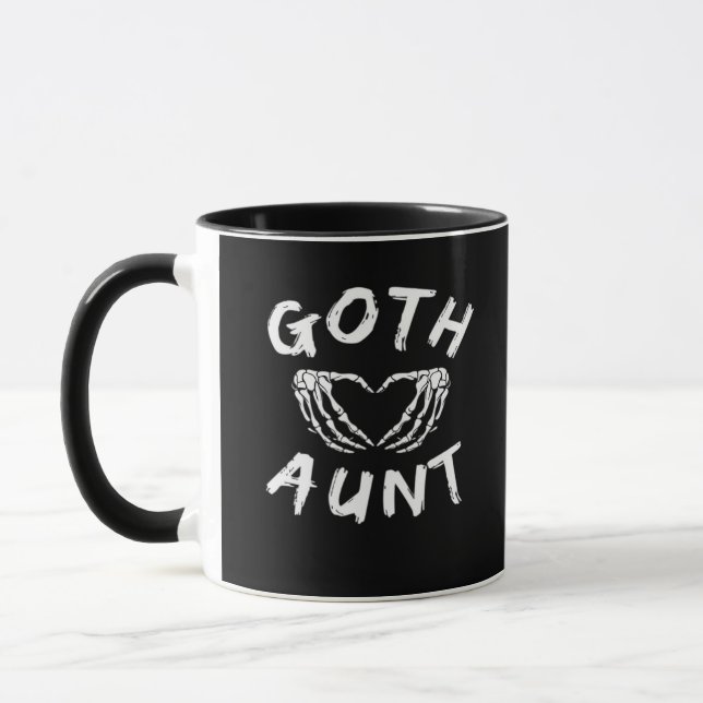 Caneca Gótico Tia Engraçada Emo Tia Punk Cujo Esqueleto (Esquerda)