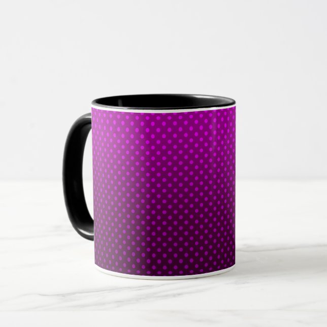 Caneca Gradiente de bolinhas roxo preto cores impressão e (Frente Esquerda)