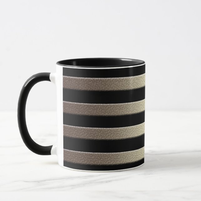 Caneca Gradiente dourado brilhante listras riscas preto (Esquerda)