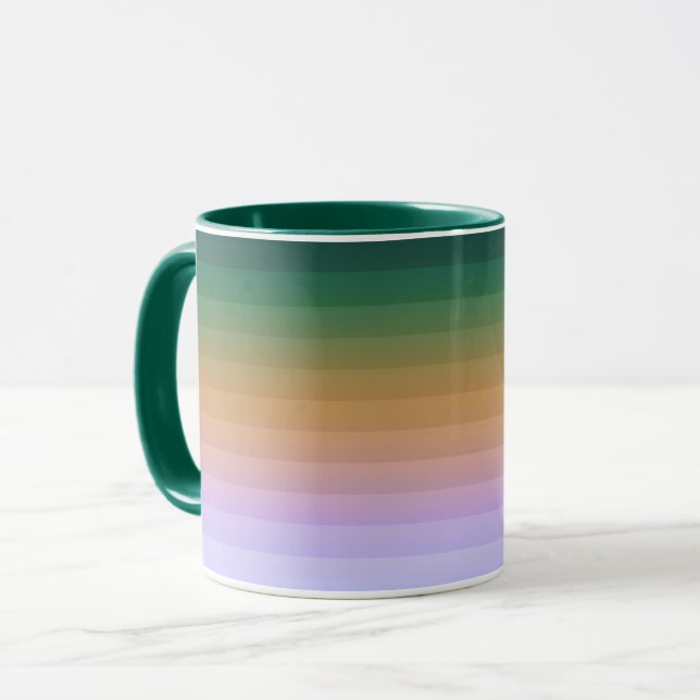 Caneca Gradiente ombre listrado macio desfocado verde bei (Frente Esquerda)