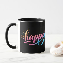 Caneca Gradiente Pastel Vibrante Tipografia FELIZ - Moder