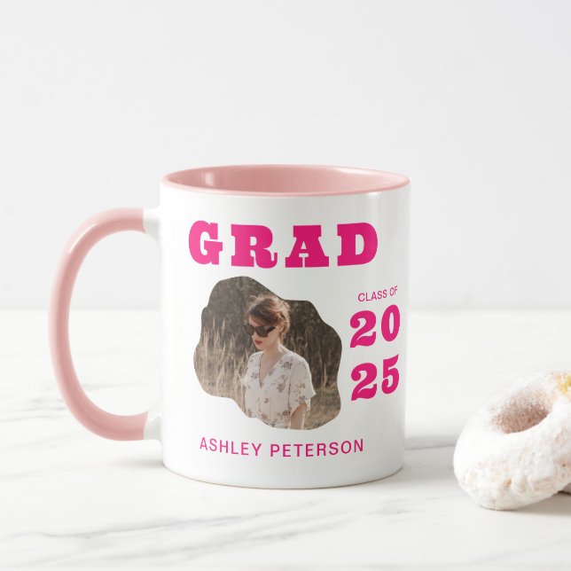 Caneca Graduação de Fotografia com Tipografia Rosa Modern (Com Donut)