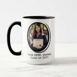 Caneca Graduação de Fotos Elegante Moderno Oval 2 Persona