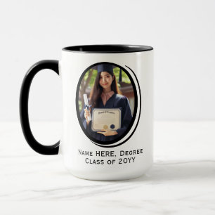 Caneca Graduação de Fotos Elegante Moderno Oval 2 Persona