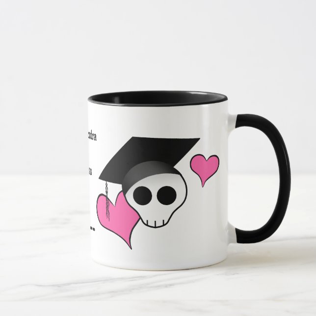 Caneca Graduação do crânio do gótico punk bonito com cora (Direita)