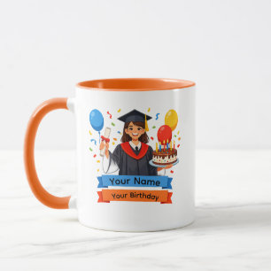 Caneca Graduação e Nome Personalizado de Aniversário