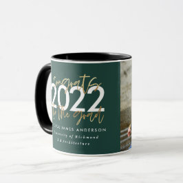 Caneca graduação em fotografia de roteiros verdes e doura