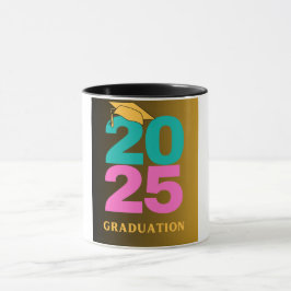 Caneca Graduação em Teal e Rosa 2025