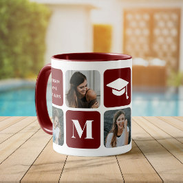 Caneca Graduação Foto Instagram Collage Maroon
